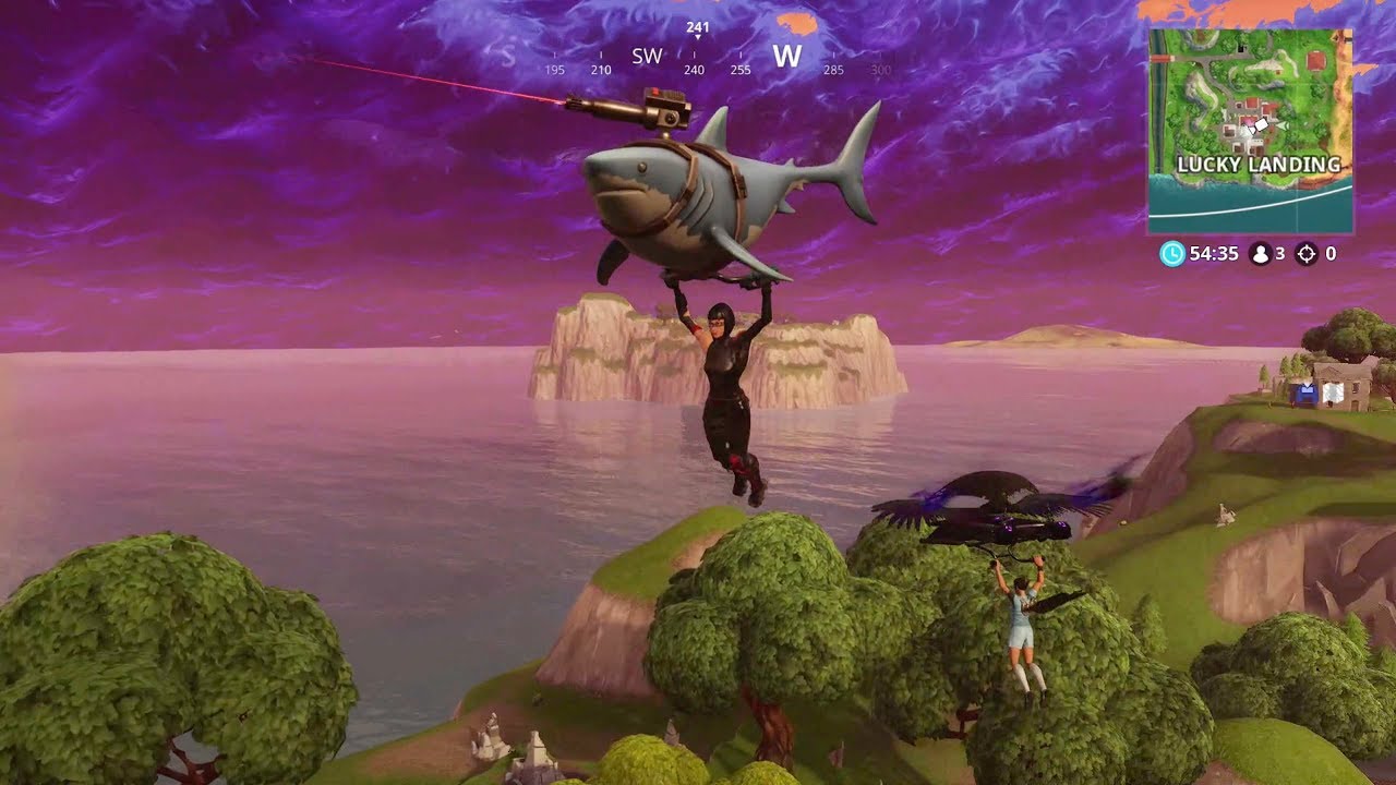 shark glider laser chomp and diving skins gameplay fortnite battle royale season 5 - shark glider fortnite season 1