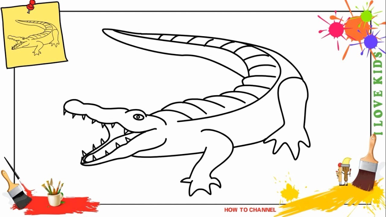 How to draw a crocodile 2 EASY SLOWLY step by step for