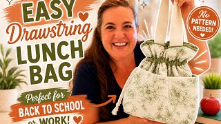 Easy drawstring insulated lunch bag! Perfect back to school or work tote. 