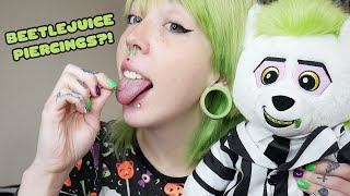 💚🤍🖤💜Changing ALL My Piercings Beetlejuice Theme💚🤍🖤💜