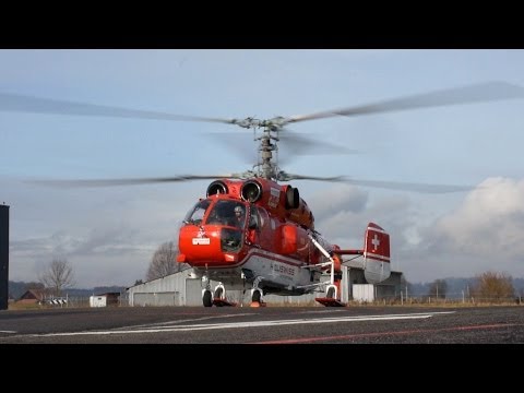 Kamov Ka-32 Heavy Lift Helicopter of Heliswiss - Start up & Take Off