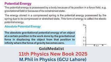 11th Class Physics New Book 2025 | Energy and its Types | Chapter 4 | Potential Energy | Topic 4.5