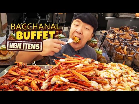 NEW ITEMS! All You Can Eat BACCHANAL BUFFET FOOD REVIEW in CAESARS PALACE Las Vegas