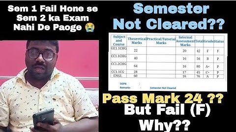 Semester Not Cleared ?? Pass mark 24 ?? 30-40 aane Par v Fail kyu 😭 Effect on Sem 2 ???