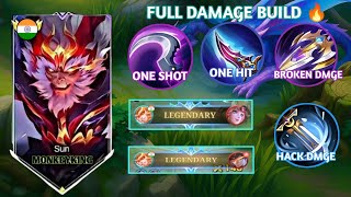 FULL DAMAGE BUILD SUN DELETES ENEMIES IN SECONDS! 💀🔥 | SUN BEST BUILD 2025 | MLBB