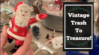 DIY Goodwill Bins Trash to Treasure! From Broken to Beautiful! Vintage Santa \& Bottle Brush Trees