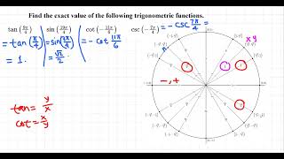 Trig: Finding Trig function values using unit circle 3/3 (Alt)