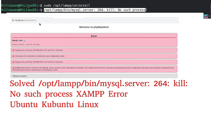 Solved opt lampp bin mysql server: 264: kill: No such process XAMPP Ubuntu Kubuntu Linux