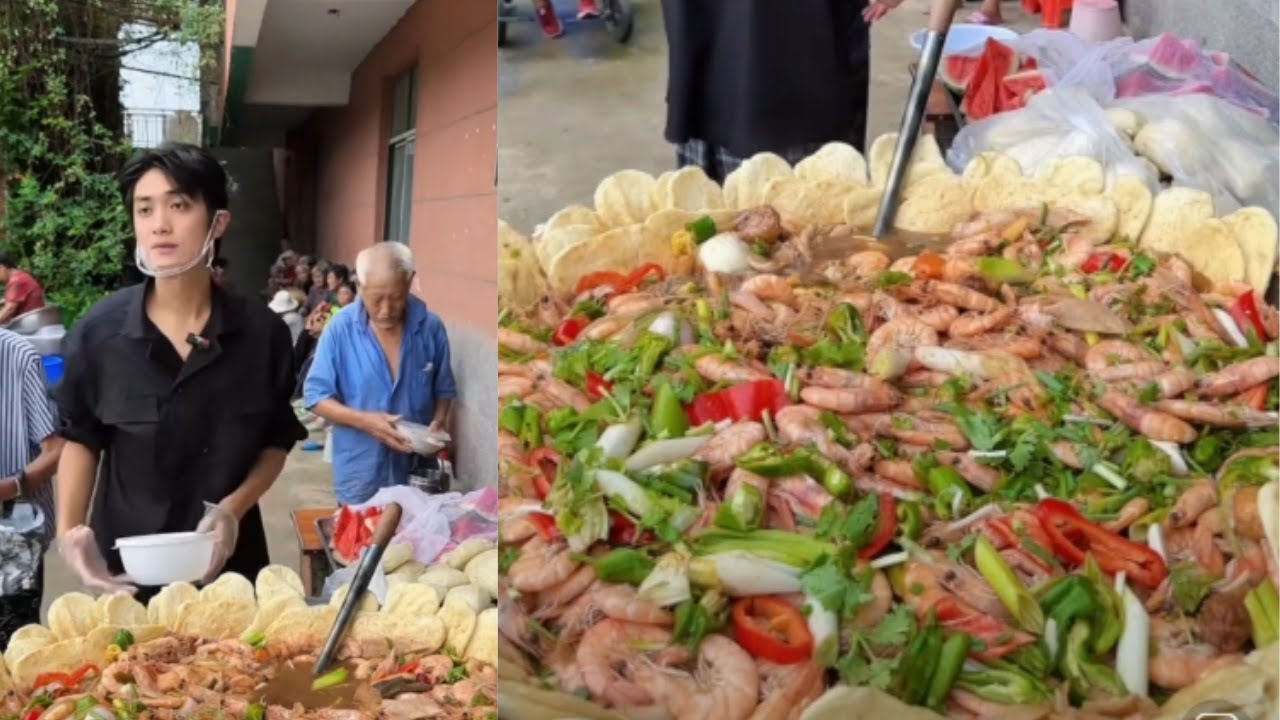 Cooking Huge Braised Prawns For Elders In Village at The Mountains❤️