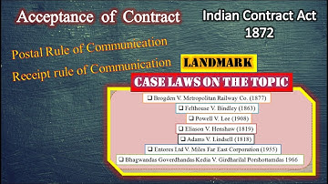 Acceptance of Contract|Postal Rule | Receipt Rule| Indian Contract Act|