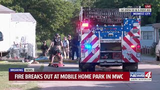 Fire breaks out at mobile home park in mwc