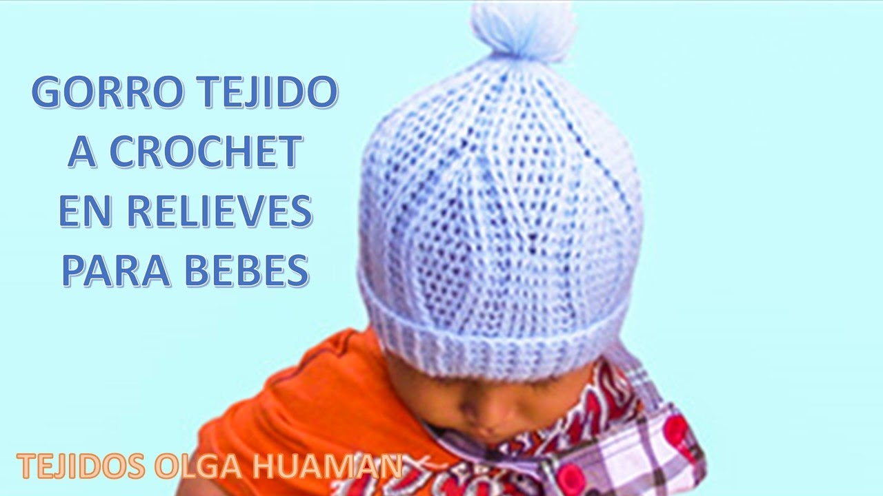 Gorro a crochet para varón puntos rombos en con indicaciones diferentes edades -