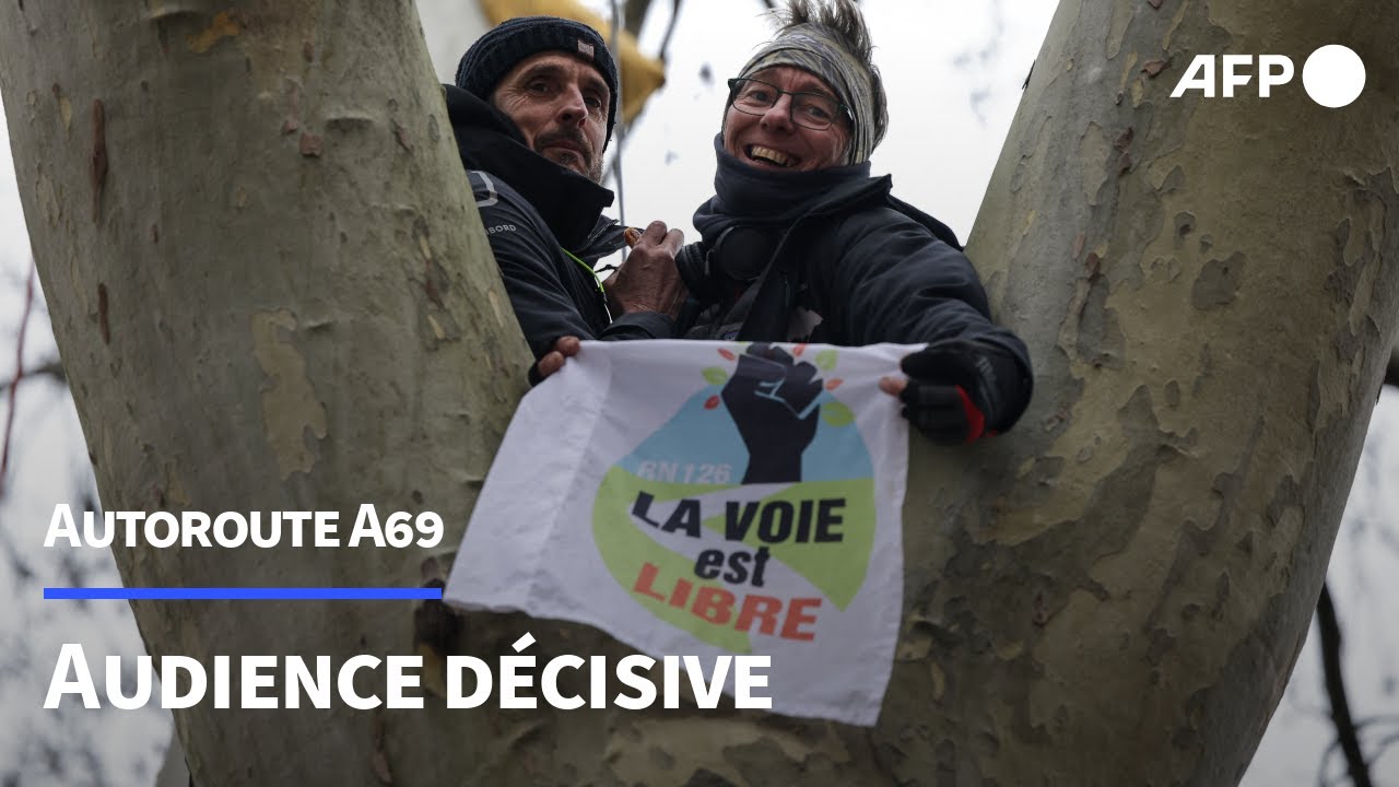 Toulouse: des anti-A69 perchés face au tribunal avant une audience clé | AFP