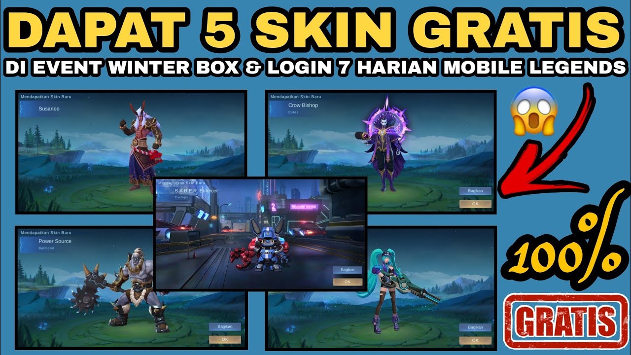 Dapat 5 Skin Gratis di Event Mobile Legends Winter Box & Login 7 Harian