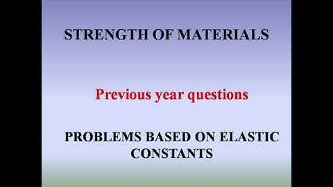 PROBLEMS BASED ON ELASTIC CONSTANTS | STRENGTH OF MATERIALS (SOM) || TNPSC | TRB | TNEB | GATE | IES