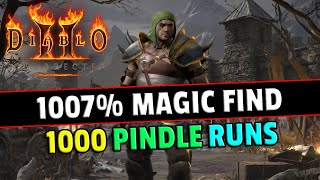 Barb with HUGE Magic Find, 1007% !! Horking rarest items, 1000 Pindle runs - Diablo 2 resurrected