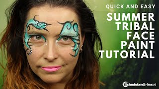 Summer Tribal Face Paint Tutorial  | Quick and Easy Face Paint | 2 Minute Face Paint Guide