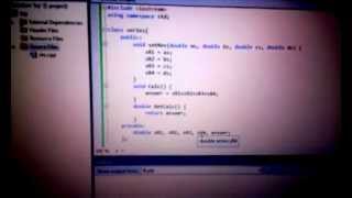 C++ in Visual Studios, functions, classes, objects, and public/private sections of classes.