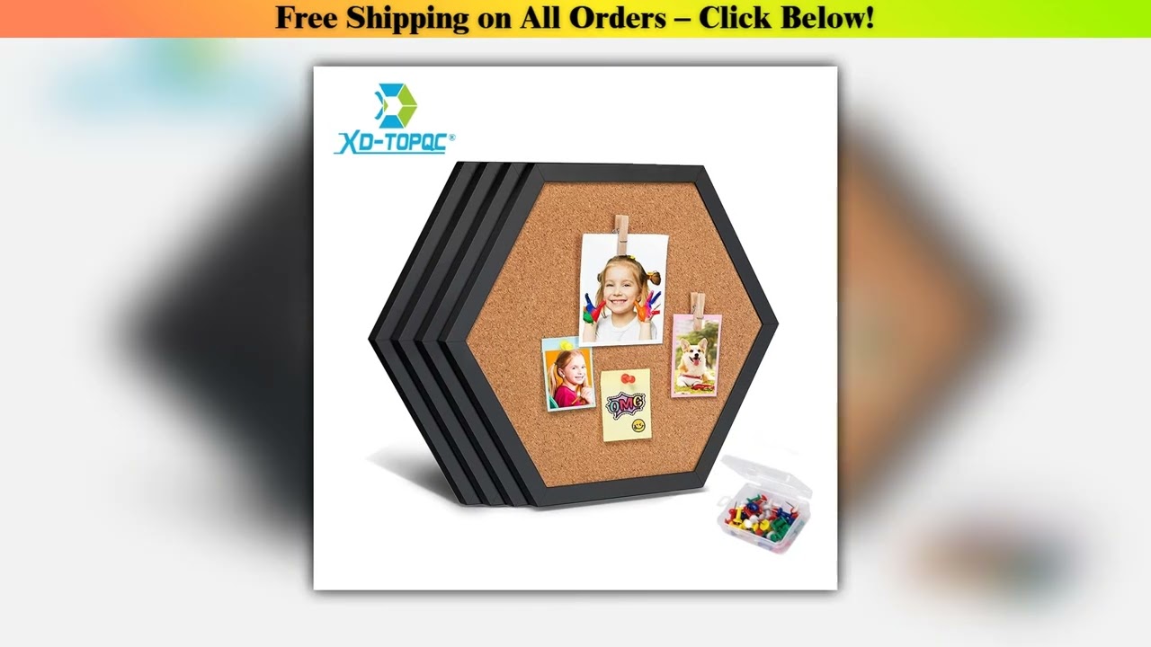 New Style Equilateral Hexagon Cork Board Innovative Message Board Pin Boards Wood Frame Decorative