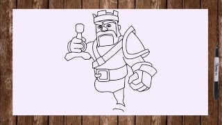 How to draw COC Barbarian King Clash of Clans characters step by step easy drawing