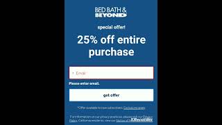 Bed Bath & Beyond Special Offer 25% OFF Entire Purchase