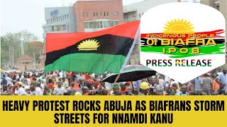 Breaking Live Heavy Protest Rocks Abuja As Biafrans Storm Streets For Nnamdi Kanu