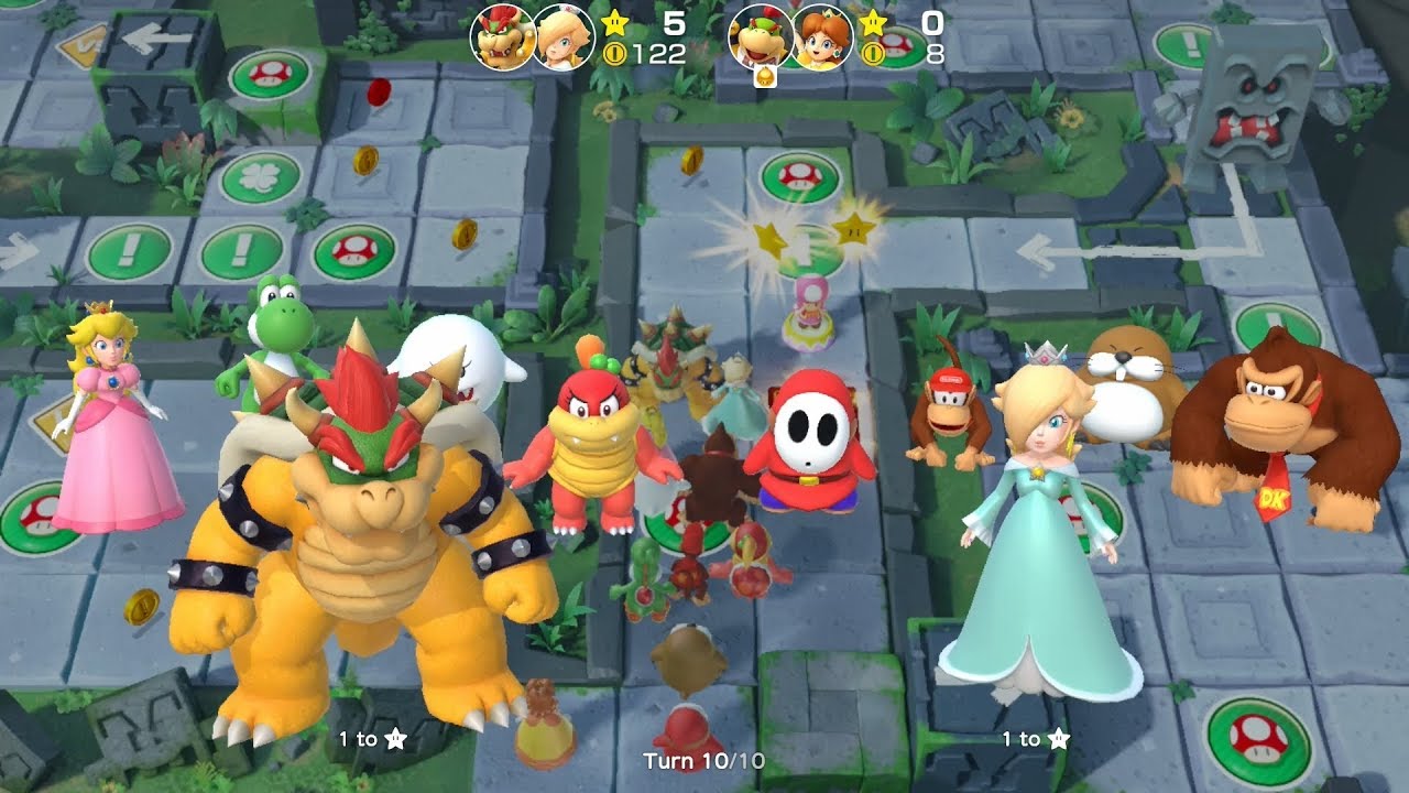 Super Mario Party Partner Party #717 Domino Ruins Treasure Hunt Bowser & Rosalina vs Bowser Jr & Dai