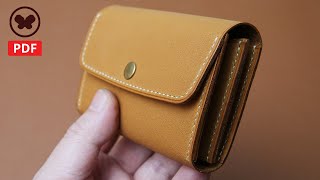 Making a leather wallet with zipper (Free PDF pattern, DIY) 지퍼칸이 있는 작은 지갑 만들기