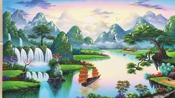 Vẽ tranh tường phong cảnh núi rừng Tây Bắc tại Hà Đông, Hà Nội – Wall painting T–Art Ha Noi Zalo 079