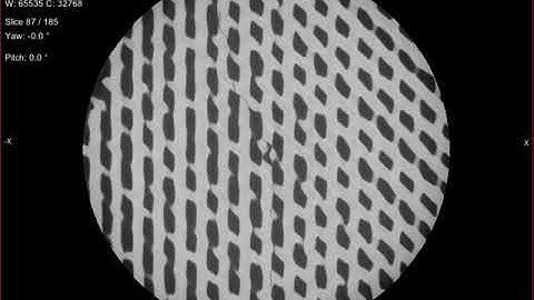 XY view of 3D printed cement paste Cellular Bouligand architecture 45° pitch angle in Micro-CT
