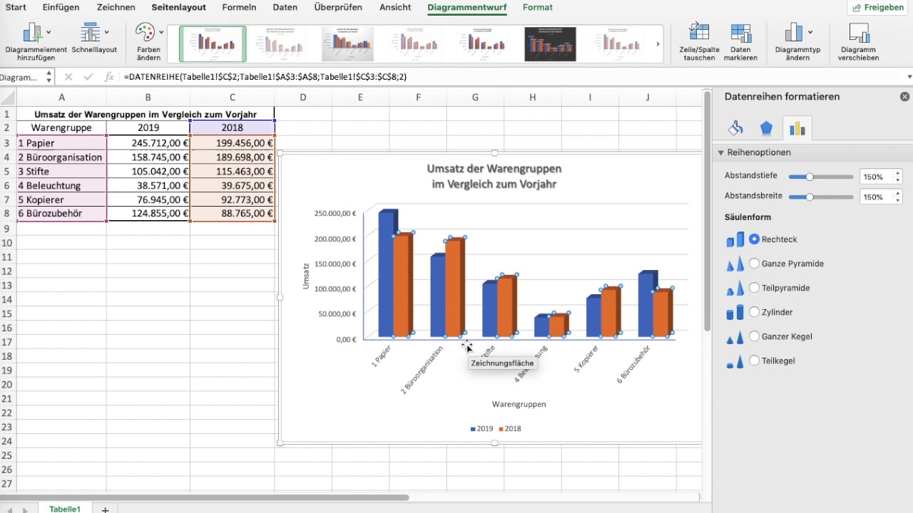 Diagramme 7 Muster Und Form Der Datenreihen Andern Youtube