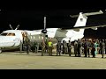 Plane carrying bodies of KDF Boss Francis Ogolla & other helicopter crash victims arrives in Nairobi