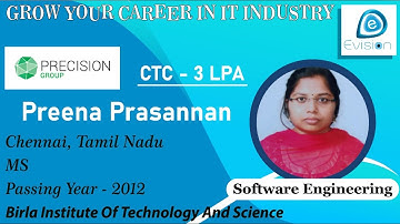 Congrats, Preena | SOFTWARE ENGINEER| 3 LPA | Selected as Associate IT Engineer in Precision Groups