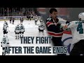 Caps and Sharks players fight after the game ends, a breakdown