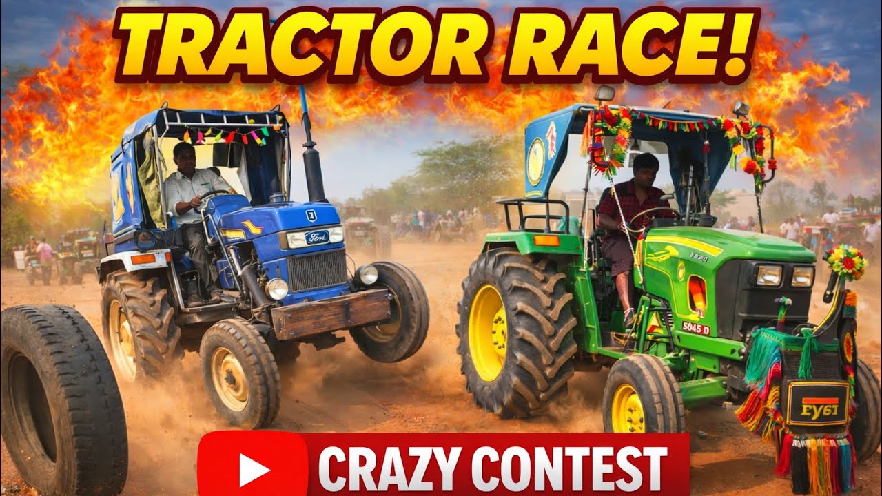 Sankranthi Tractor Race|ZigZag tractor race|ట్రాక్టర్ రేస్ | వంకర టింకర ట్రాక్టర్ పోటీలు| knc vlogs