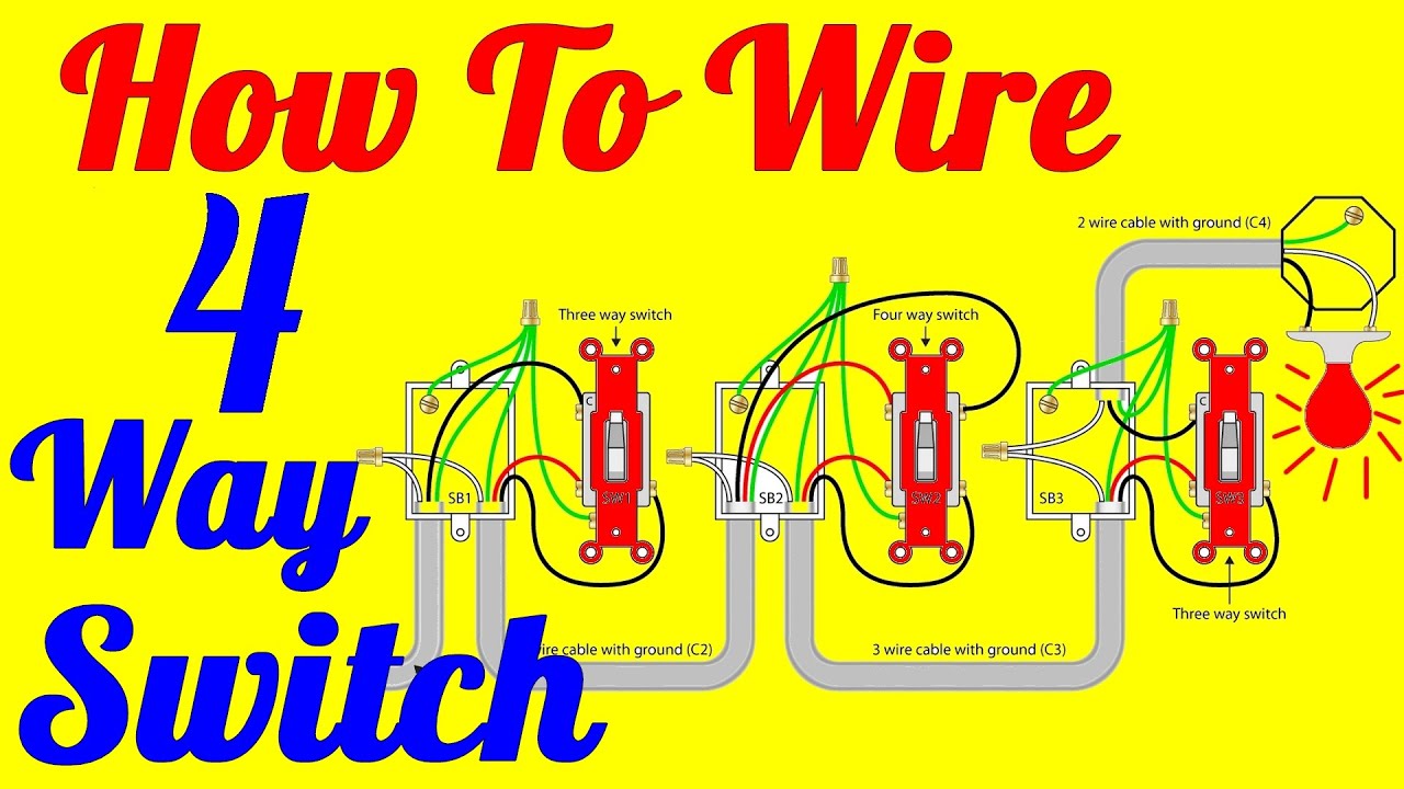 4 Way light Switch Wiring Diagram (How To Install) - YouTube