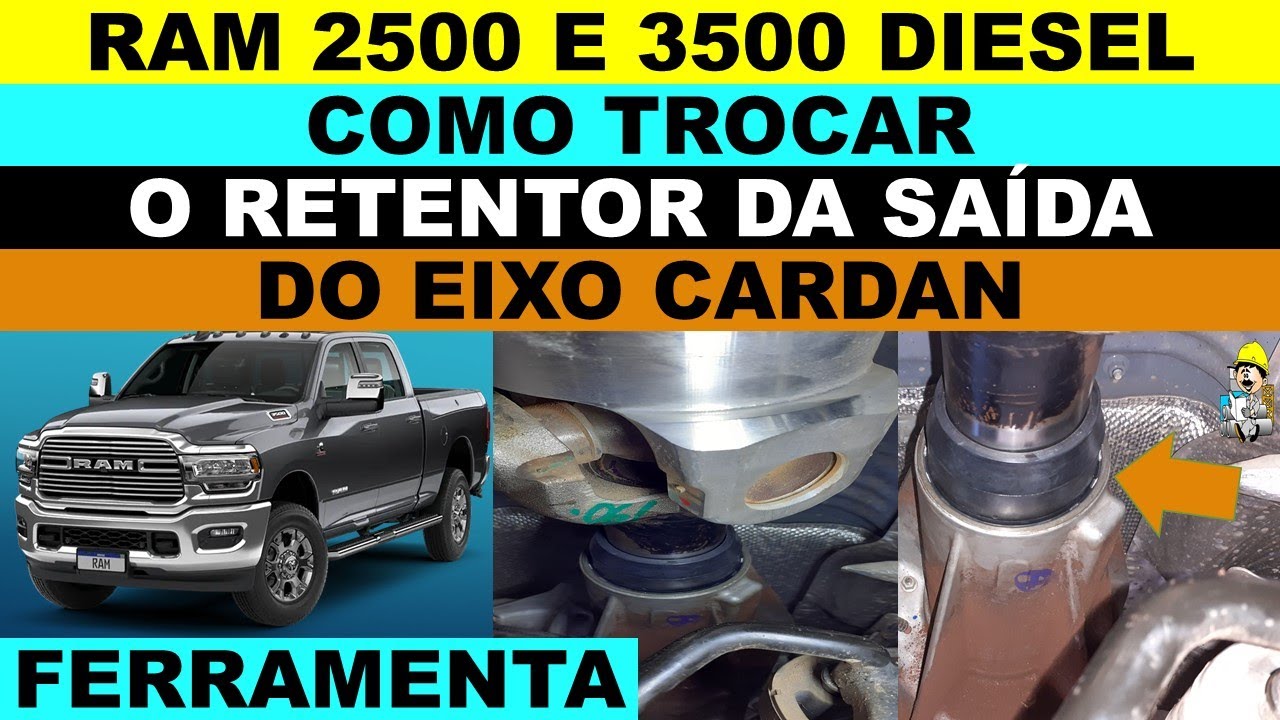Ram 2500 e 3500 como trocar o retentor do cardan, retentor da saída do  câmbio, caixa do 4x4