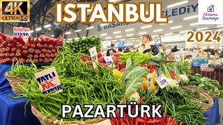 Exploring Istanbul's Bahçeşehir Pazartürk, Fresh Fruits | March 2024 | Walking Tour | UHD 4K 60FPS