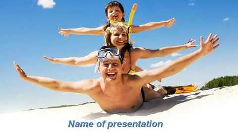 Happy Family On The Beach PowerPoint Template by PoweredTemplate.com