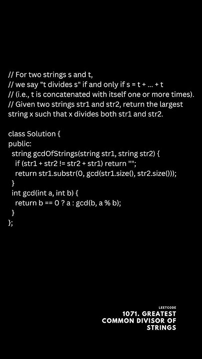 1071. Greatest Common Divisor of Strings - YouTube