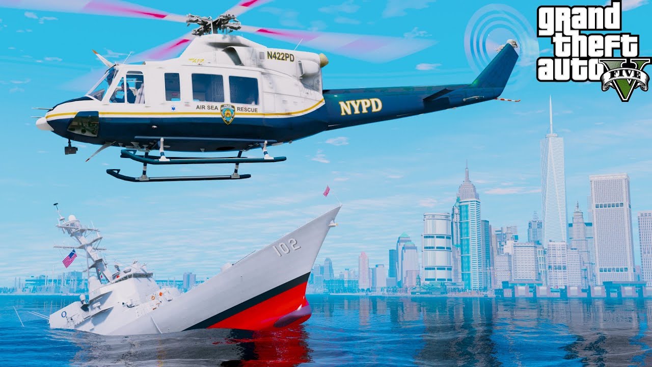 NYPD Rescues Sinking Ship In GTA 5 Liberty City