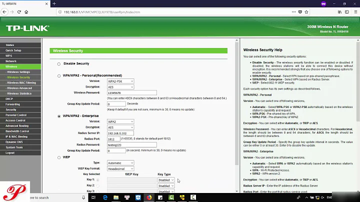 TP LINK Set up WiFi Security WPA2 Enterprise