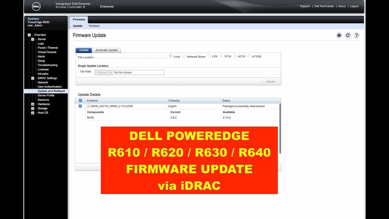 How To Update Dell R610 / R620 / R630 / R640 Bios Firmware From Idrac -  Youtube