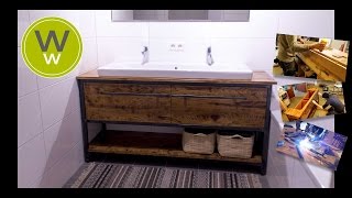 See how I made this industrial designed bathroom vanity or bathroom cabinet. It is made from steel and oak. I had a lot fun making it 