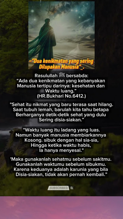 Dua kenikmatan yang sering dilupakan manusia Sabda Rasulullahﷺ