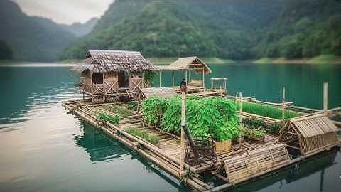 365 Days Time Lapse: Man Alone Builds Giant Bamboo Island Floating on Water |Start to Finish @7Asian