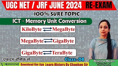 Computer Memory Units Conversion - KB, MB, GB, TB, PB, EB | Solved PYQs | ICT | JUNE 2024 RE-EXAM