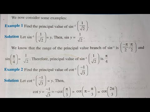 EX 2.1 EXAMPLE 1 TO 2 SOLUTIONS OF INVERSE TRIGONOMETRIC NCERT CHAPTER 2 FOR CLASS 12 TH