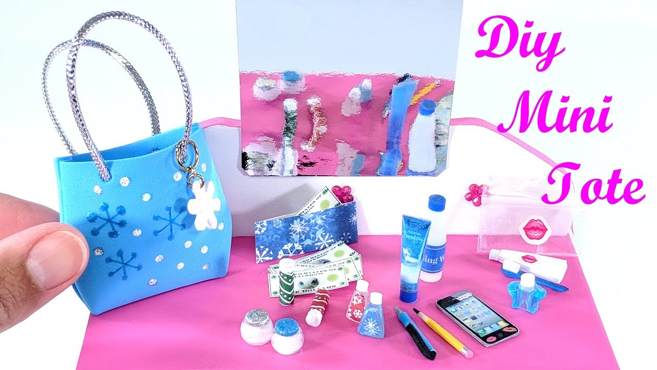 DIY Miniature Doll Mini Tote Bag - No Sew! Easy! 