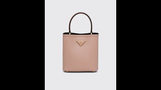 Small Saffiano Leather Prada Panier Bag 10.5*17*18cm 1BA217, Yellow, One Size